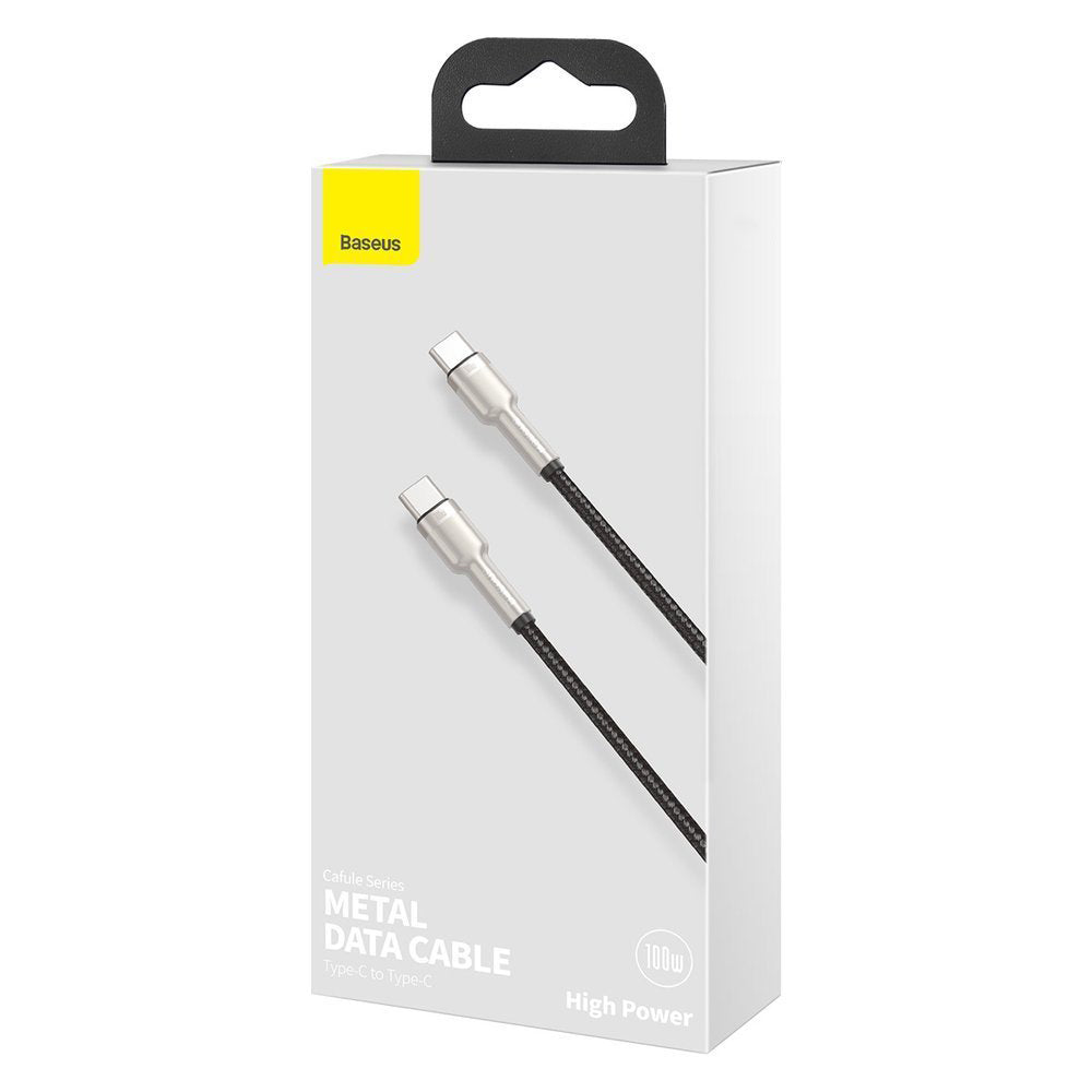 Cablu Date si Incarcare USB-C - USB-C Baseus Cafule, 100W, 2m, Negru CATJK-D01