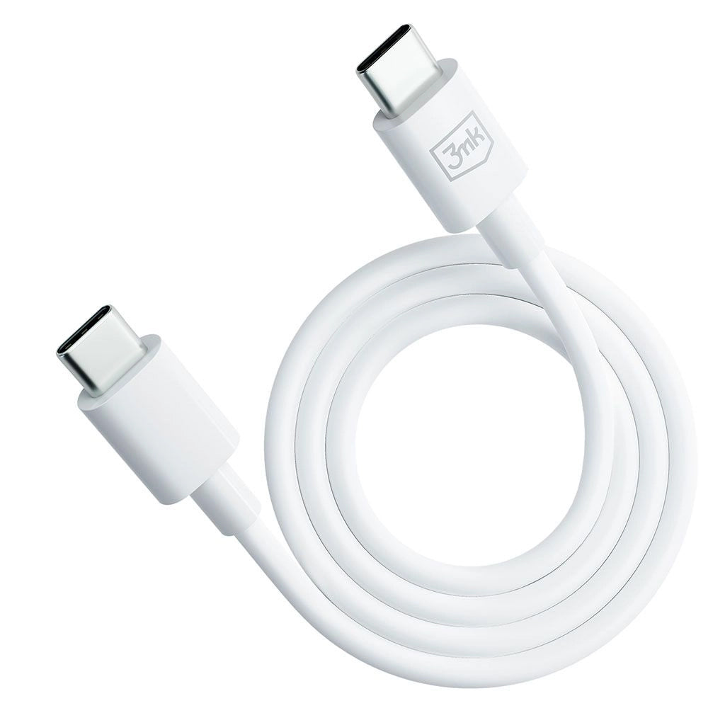 Cablu Date si Incarcare USB-C - USB-C 3MK Hyper, 100W, 1.2m, Alb