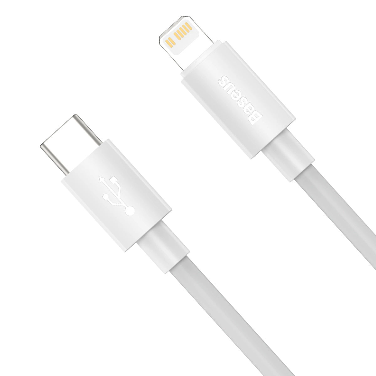 Cablu Date si Incarcare USB-C - Lightning Baseus Simple Wisdom, 20W, 1.5m, Set 2 bucati, Alb