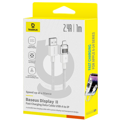 Cablu Date si Incarcare USB-A - Lightning Baseus Display 2, 18W, 1m, Alb P10382700211-00