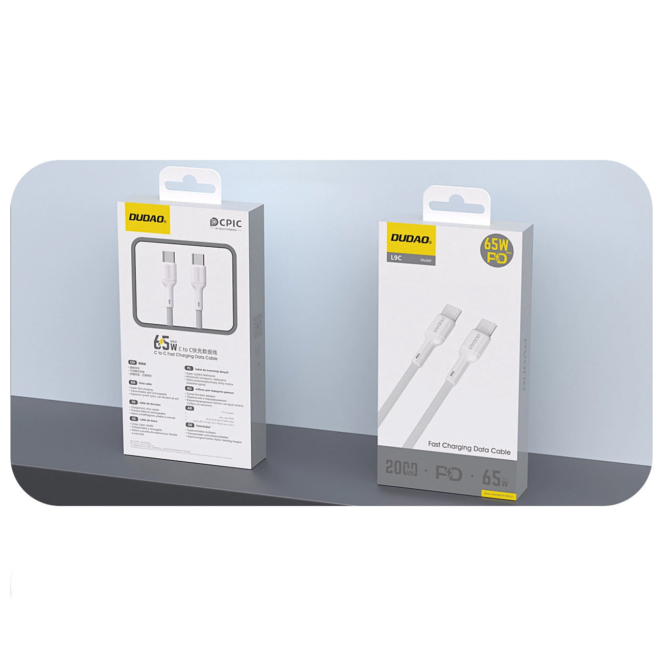 Cablu Date si Incarcare USB-C - USB-C Dudao L9C, 65W, 1m, Alb
