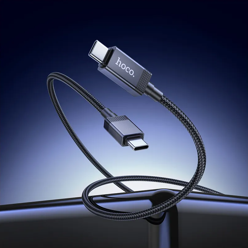 Cablu Date si Incarcare USB-C - USB-C HOCO X118 Display, 60W, 1m, Negru