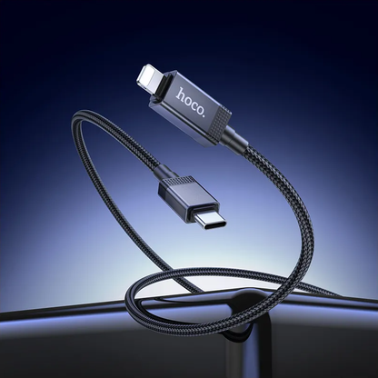 Cablu Date si Incarcare USB-C - Lightning HOCO X118 Display, 27W, 1m, Negru