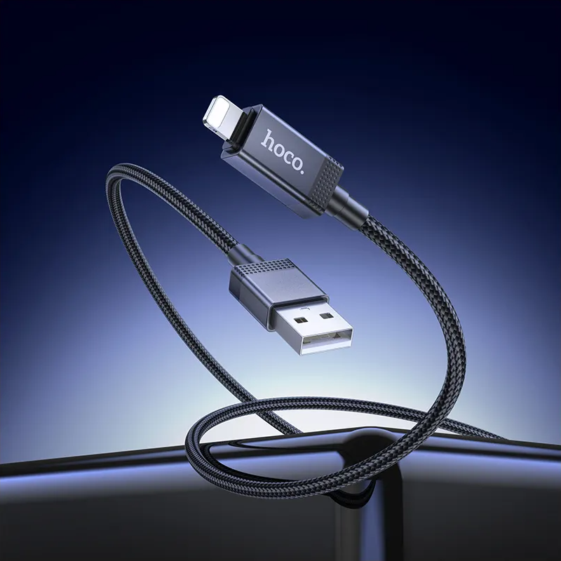 Cablu Date si Incarcare USB-A - Lightning HOCO X118 Display, 12W, 1m, Negru