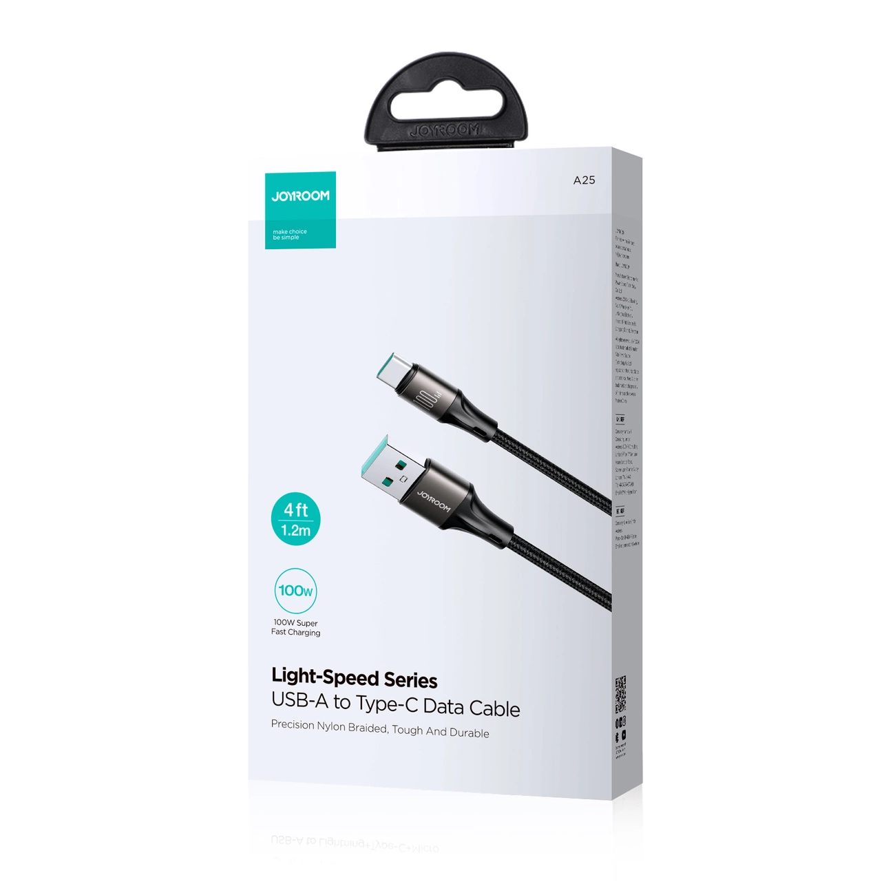Cablu Date si Incarcare USB-A - USB-C Joyroom S-A25 Light-Speed, 100W, 1.2m, Negru