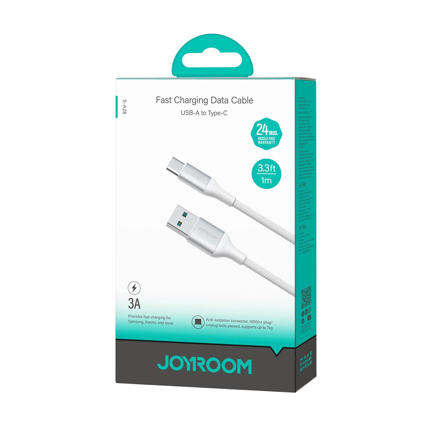 Cablu Date si Incarcare USB-A - USB-C Joyroom S-A28 Flash, 18W, 1m, Alb