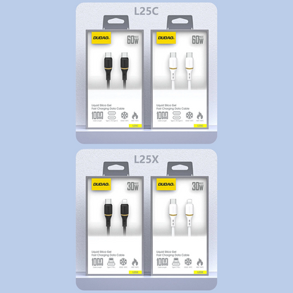 Cablu Date si Incarcare USB-C - USB-C Dudao L25C, 30W, 1m, Alb
