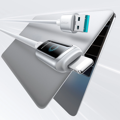 Cablu Date si Incarcare USB-A - Lightning Joyroom S-A55 StarFlight Display, 18W, 1.2m, Alb
