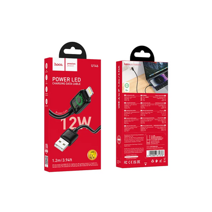 Cablu Date si Incarcare USB-A - Lightning HOCO U146, 12W, 1.2m, Negru