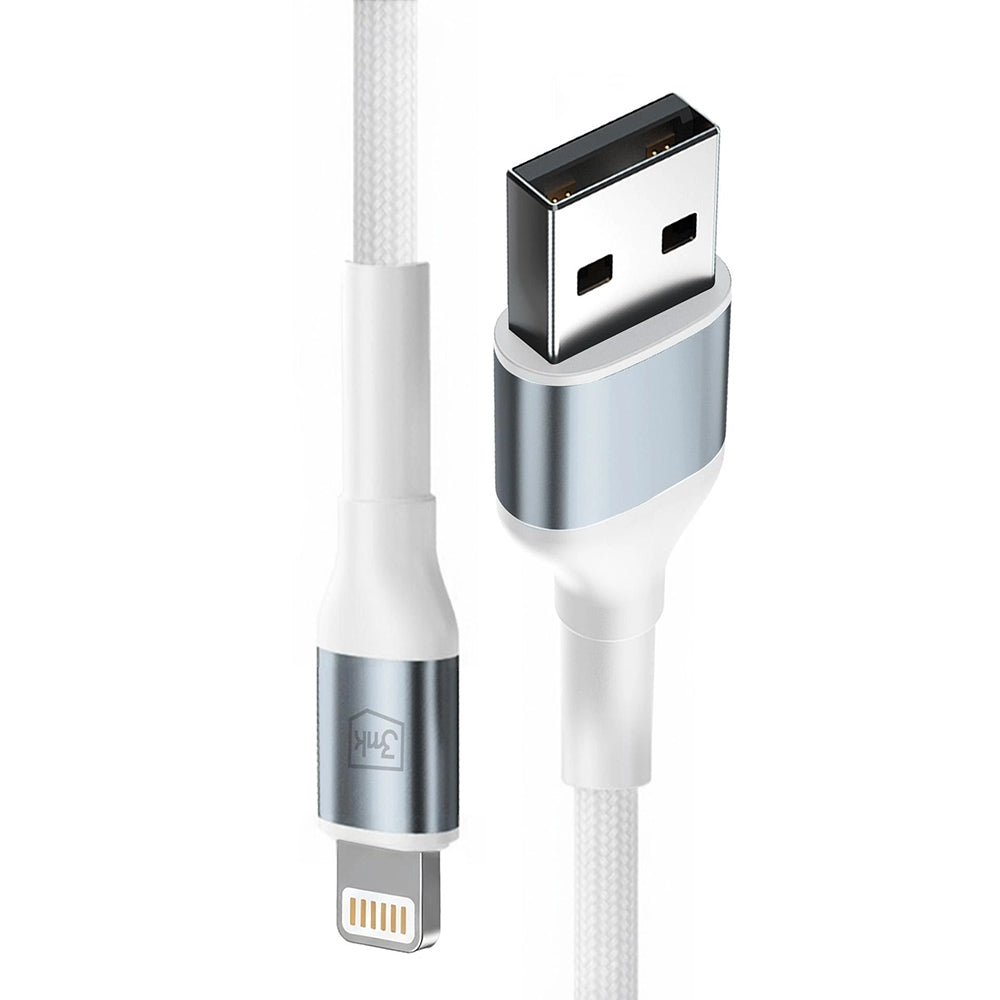 Cablu Date si Incarcare USB-A - Lightning 3MK Hyper N, 12W, 2m, Alb