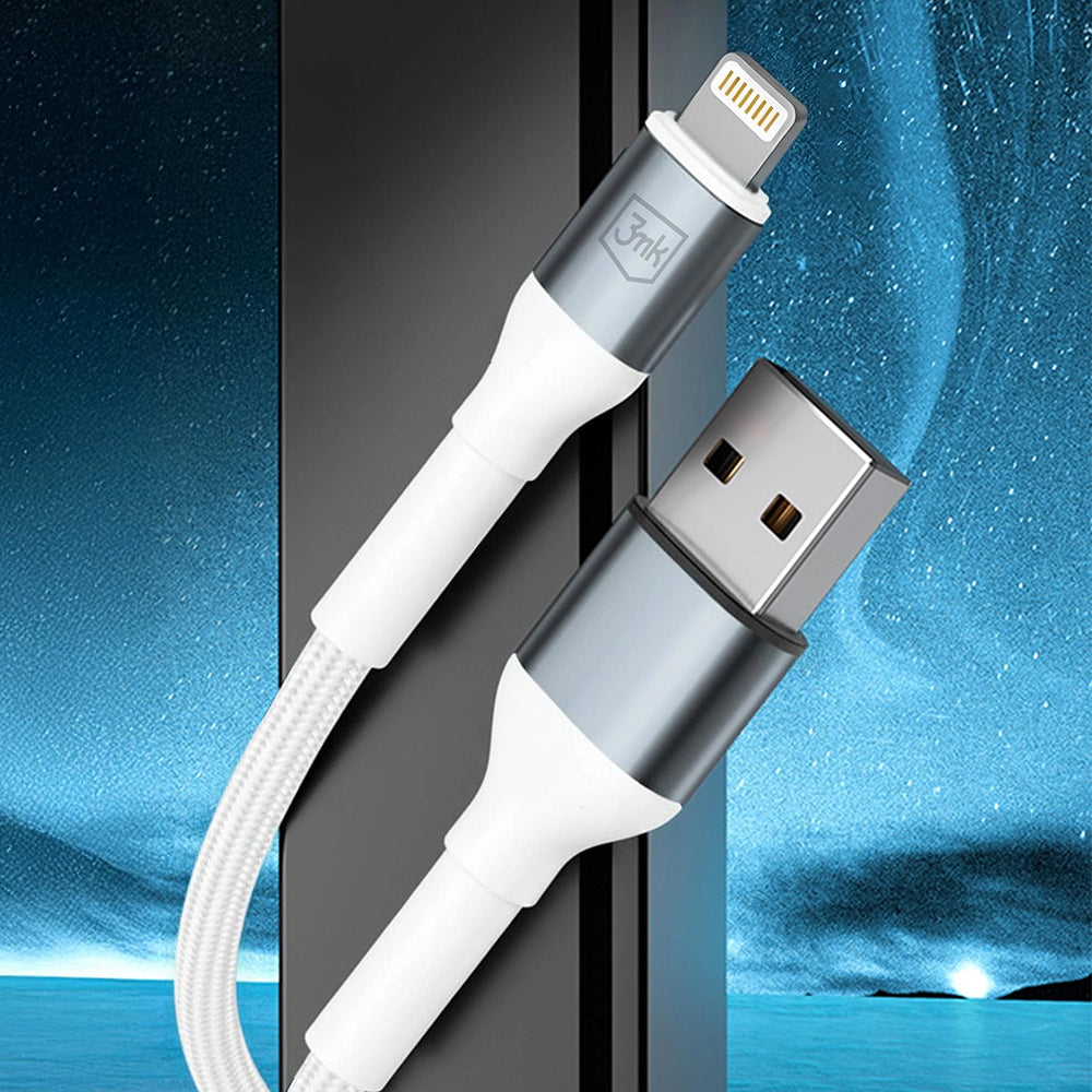Cablu Date si Incarcare USB-A - Lightning 3MK Hyper N, 12W, 2m, Alb
