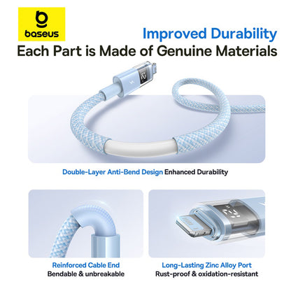 Cablu Date si Incarcare USB-A - Lightning Baseus Display 2, 12W, 1m, Albastru P10382700311-00