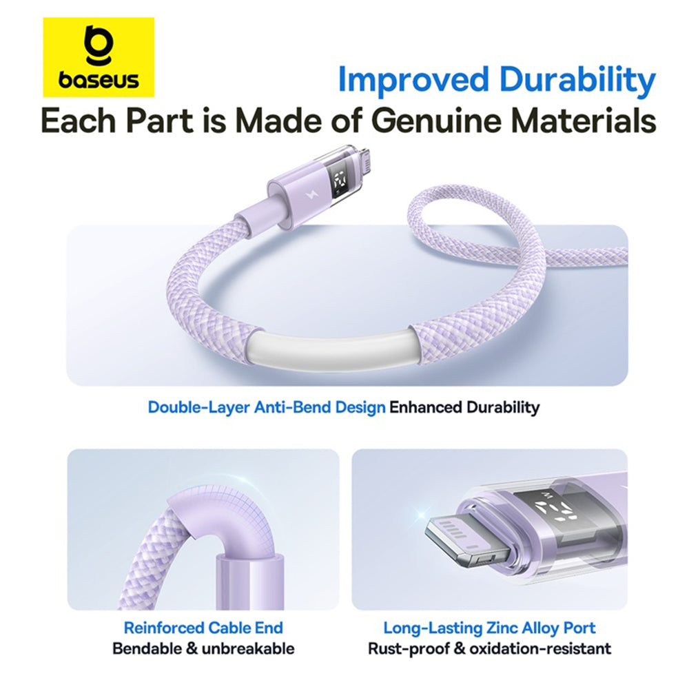 Cablu Date si Incarcare USB-A - Lightning Baseus Display 2, 12W, 2m, Mov P10382700511-01