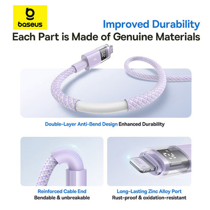 Cablu Date si Incarcare USB-A - Lightning Baseus Display 2, 12W, 2m, Mov P10382700511-01