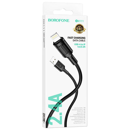 Cablu Date si Incarcare USB-A - Lightning Borofone BX111 Feliz, 18W, 1m, Negru