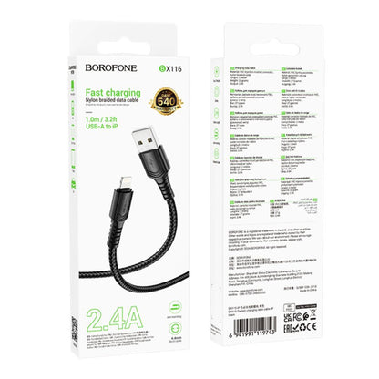Cablu Date si Incarcare USB-A - Lightning Borofone BX116 Certain, 18W, 1m, Negru