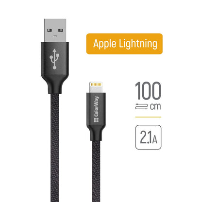 Cablu Date si Incarcare USB-A - Lightning ColorWay CW-CBUL004, 18W, 1m, Negru