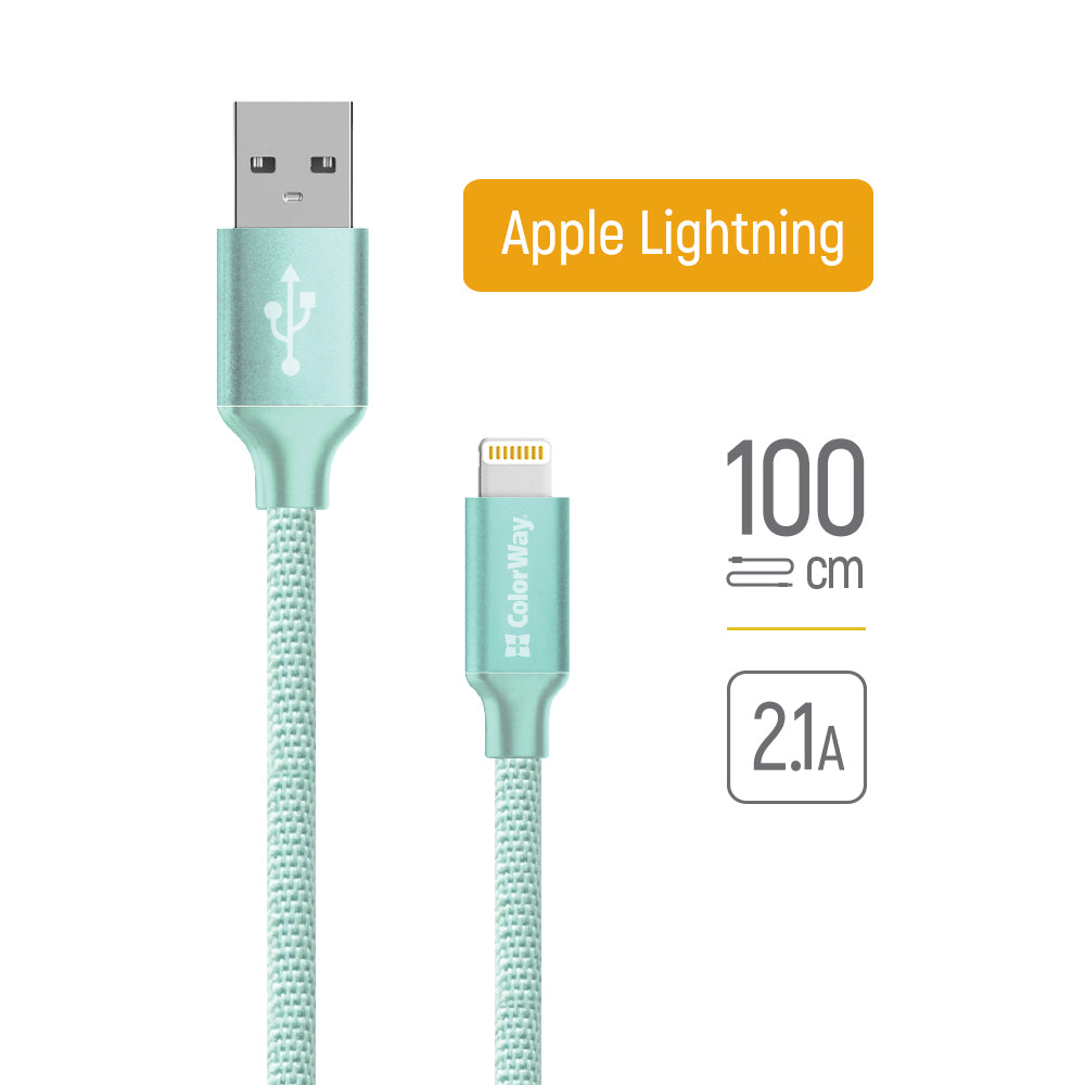 Cablu Date si Incarcare USB-A - Lightning ColorWay CW-CBUL004, 18W, 1m, Verde