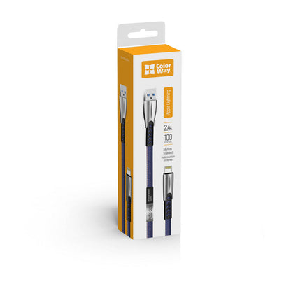 Cablu Date si Incarcare USB-A - Lightning ColorWay CW-CBUL010, 18W, 1m, Albastru