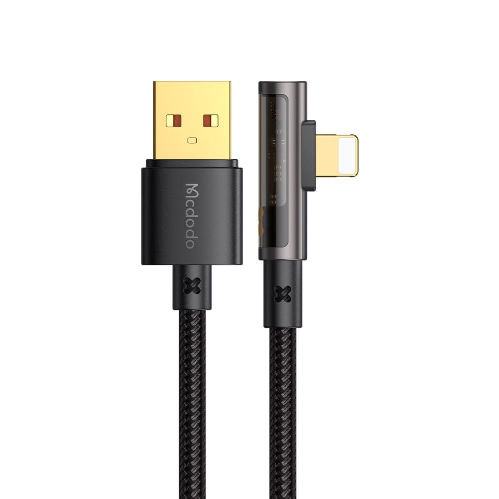 Cablu Date si Incarcare USB-A - Lightning McDodo CA-3510 Angled, 18W, 1.2m, Negru