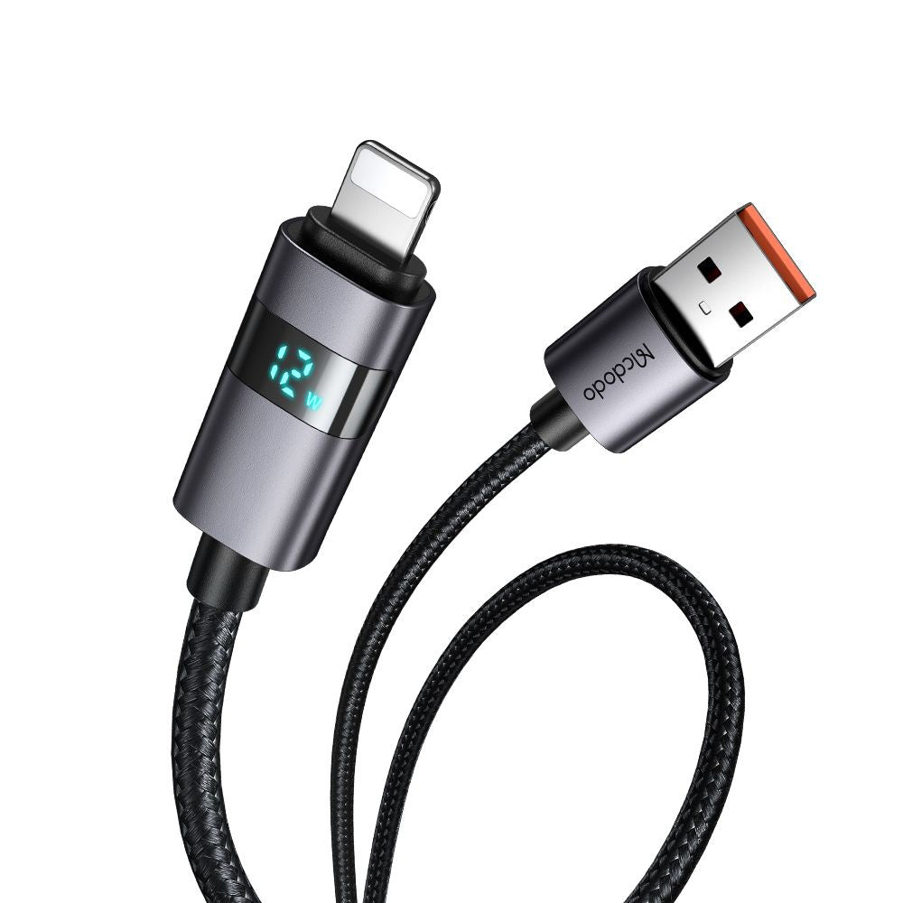 Cablu Date si Incarcare USB-A - Lightning McDodo CA-6490 Display, 18W, 1.2m, Negru
