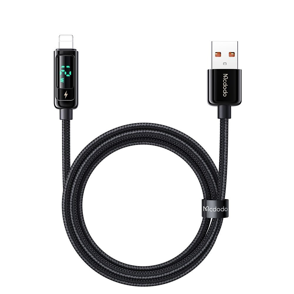 Cablu Date si Incarcare USB-A - Lightning McDodo CA-9940 Display, 12W, 1.2m, Negru