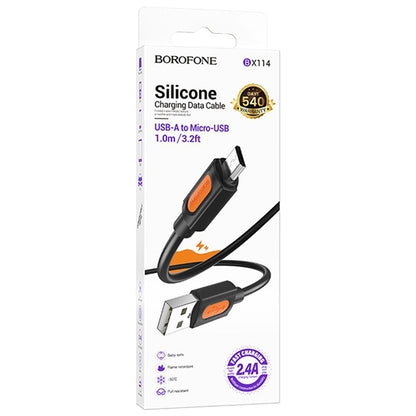 Cablu Date si Incarcare USB-A - microUSB Borofone BX114 Silicone, 18W, 1m, Negru