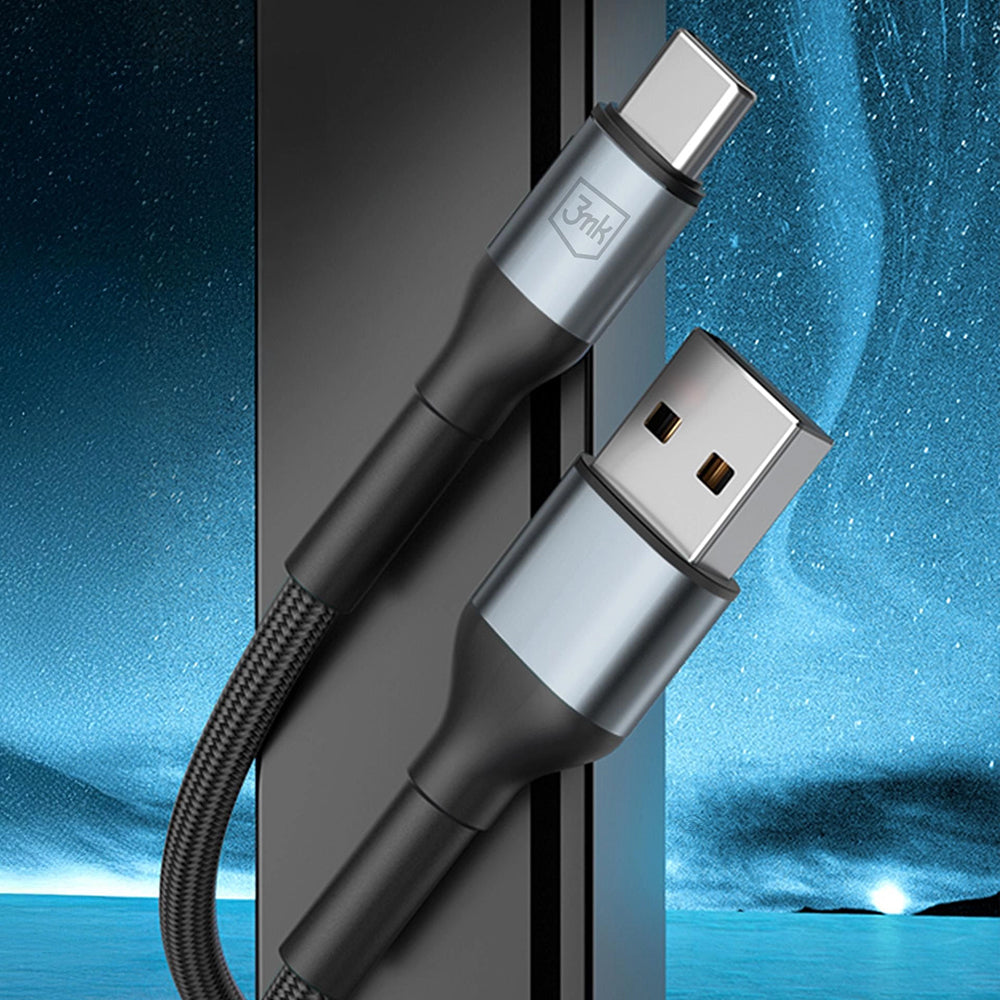 Cablu Date si Incarcare USB-A - USB-C 3MK Hyper N, 18W, 1m, Negru