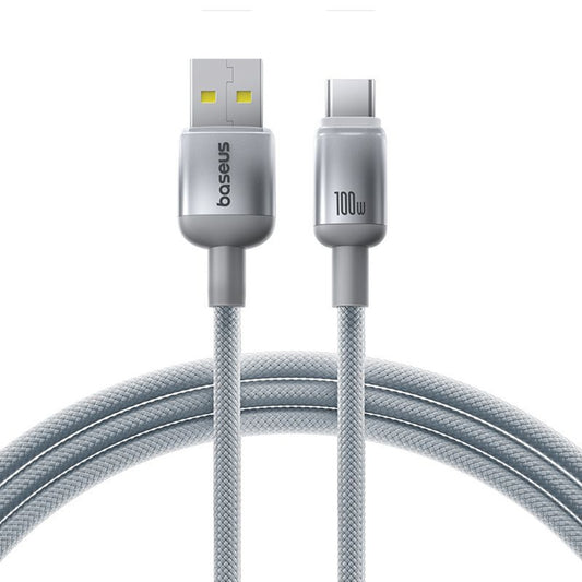 Cablu Date si Incarcare USB-A - USB-C Baseus Discolor, 100W, 1m, Argintiu E0420803
