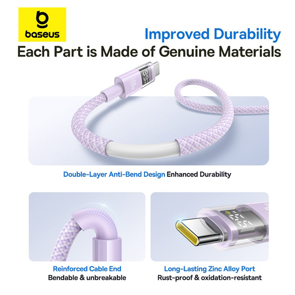 Cablu Date si Incarcare USB-A - USB-C Baseus Display 2, 100W, 1m, Mov P10382701511-00