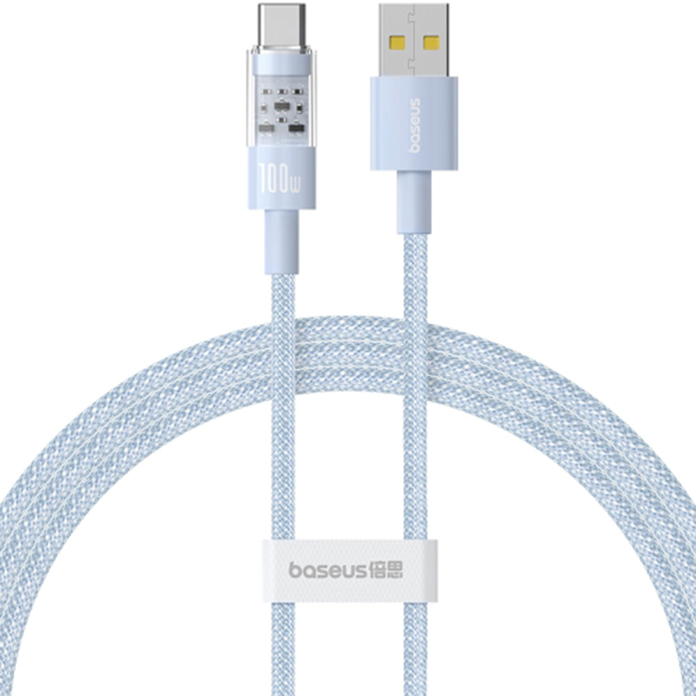 Cablu Date si Incarcare USB-A - USB-C Baseus Gem, 100W, 1m, Bleu P10373002311-00