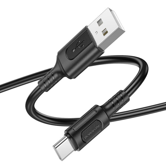 Cablu Date si Incarcare USB-A - USB-C Borofone BX111 Feliz, 20W, 1m, Negru