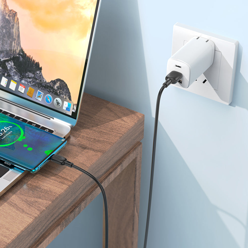 Cablu Date si Incarcare USB-A - USB-C Borofone BX113 Lenny, 18W, 2m, Negru