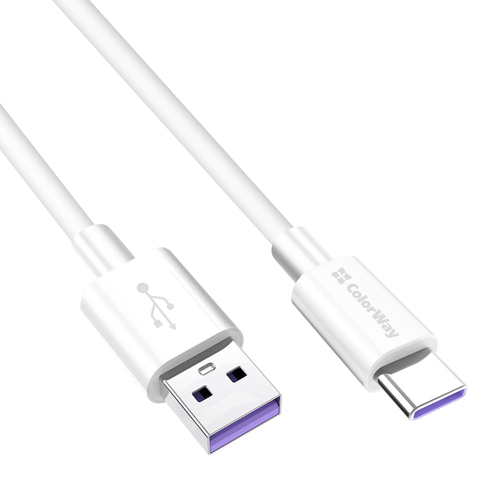 Cablu Date si Incarcare USB-A - USB-C ColorWay CW-CBUC019, 18W, 1m, Alb