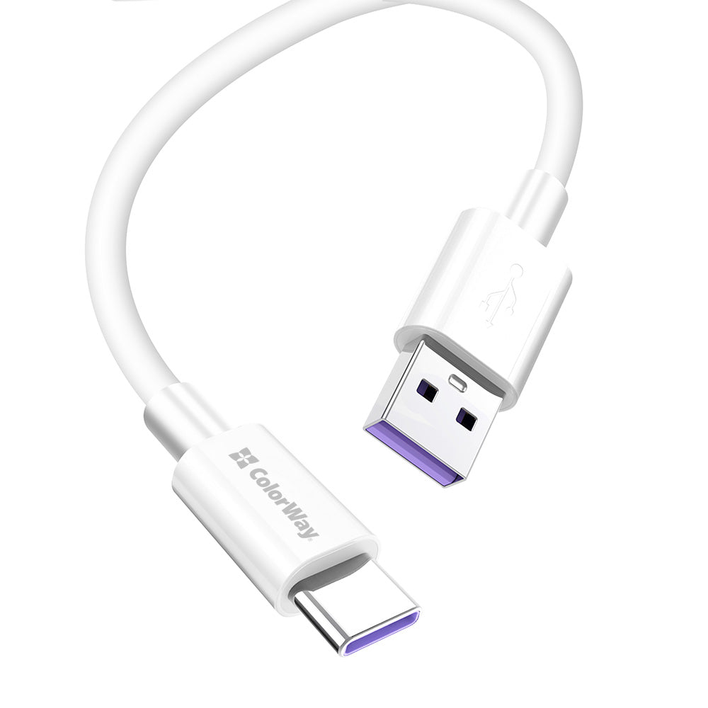 Cablu Date si Incarcare USB-A - USB-C ColorWay CW-CBUC019, 18W, 1m, Alb