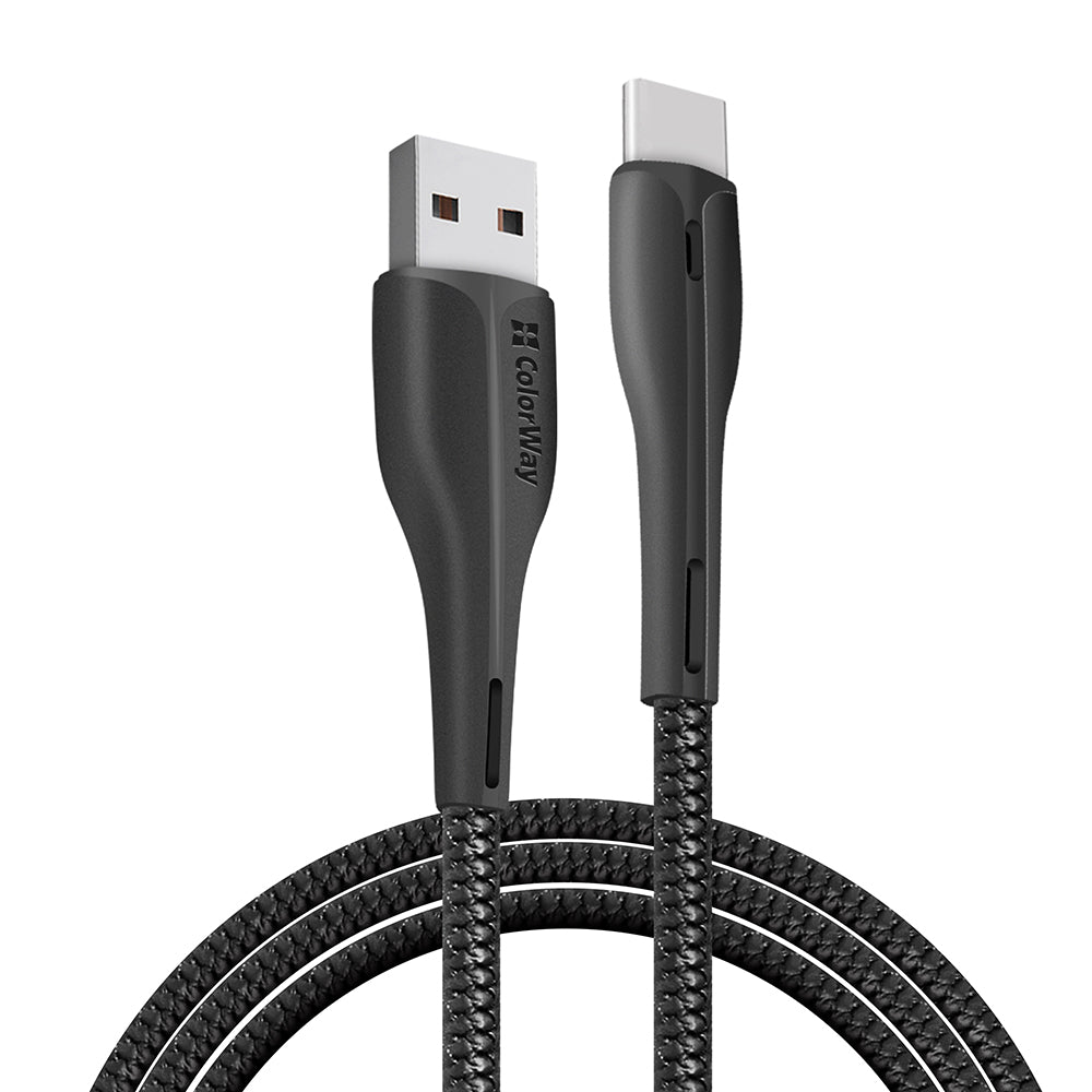 Cablu Date si Incarcare USB-A - USB-C ColorWay CW-CBUC034, 18W, 1m, Negru