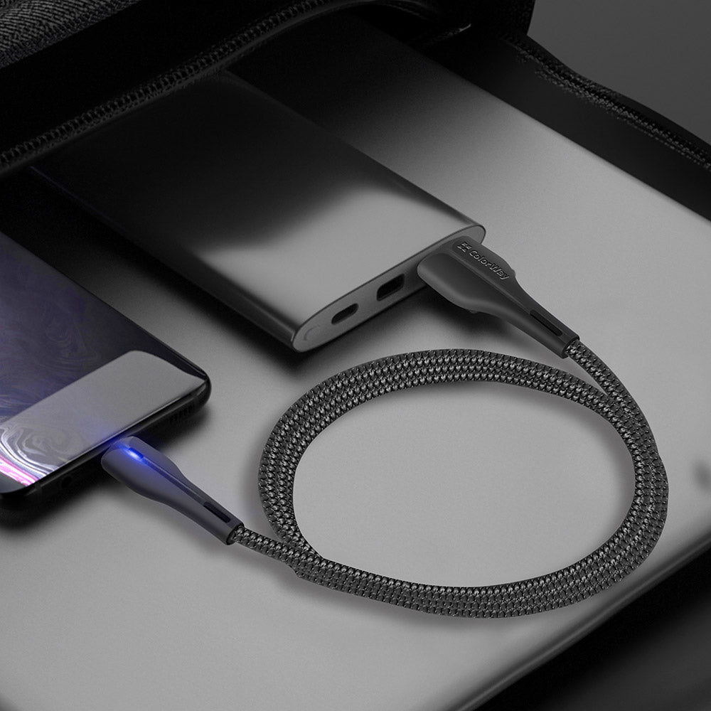 Cablu Date si Incarcare USB-A - USB-C ColorWay CW-CBUC034, 18W, 1m, Negru