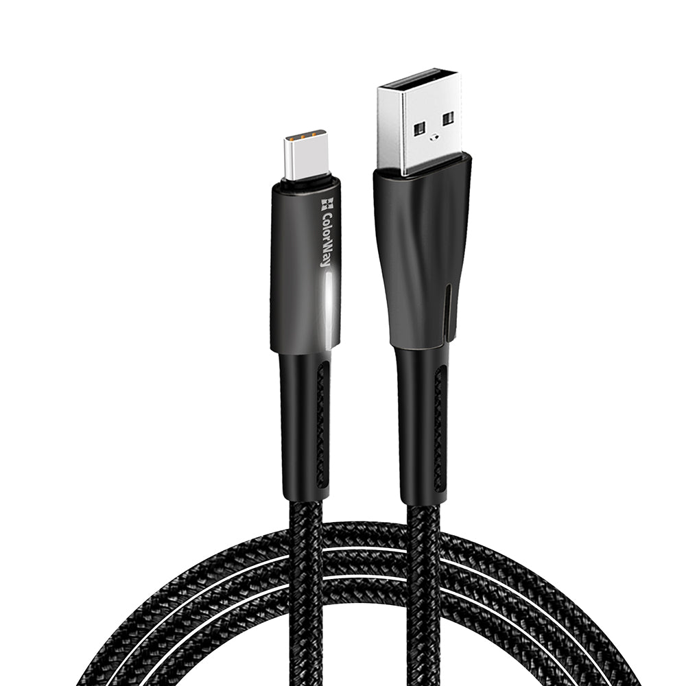 Cablu Date si Incarcare USB-A - USB-C ColorWay CW-CBUC035, 18W, 1m, Negru
