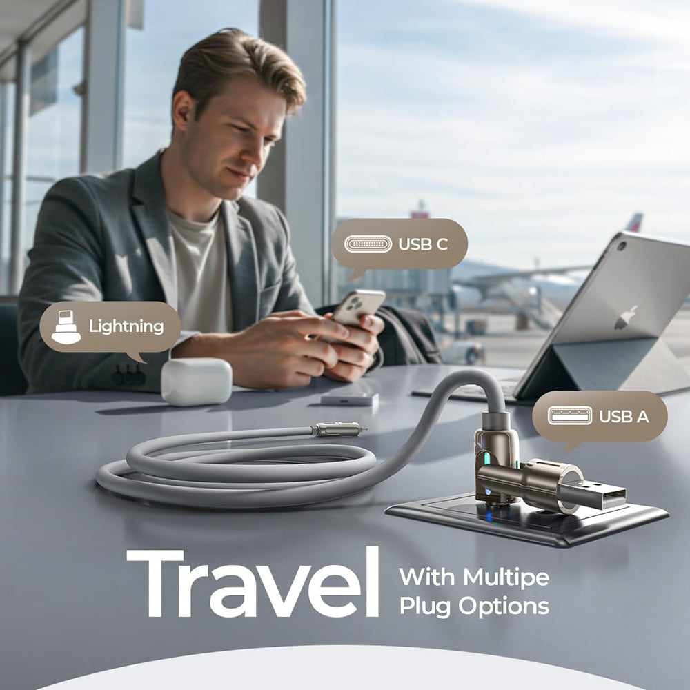 Cablu Date si Incarcare USB-A / USB-C - Lightning / USB-C Lisen 4in1, 240W, 2m, Gri YL0124110002