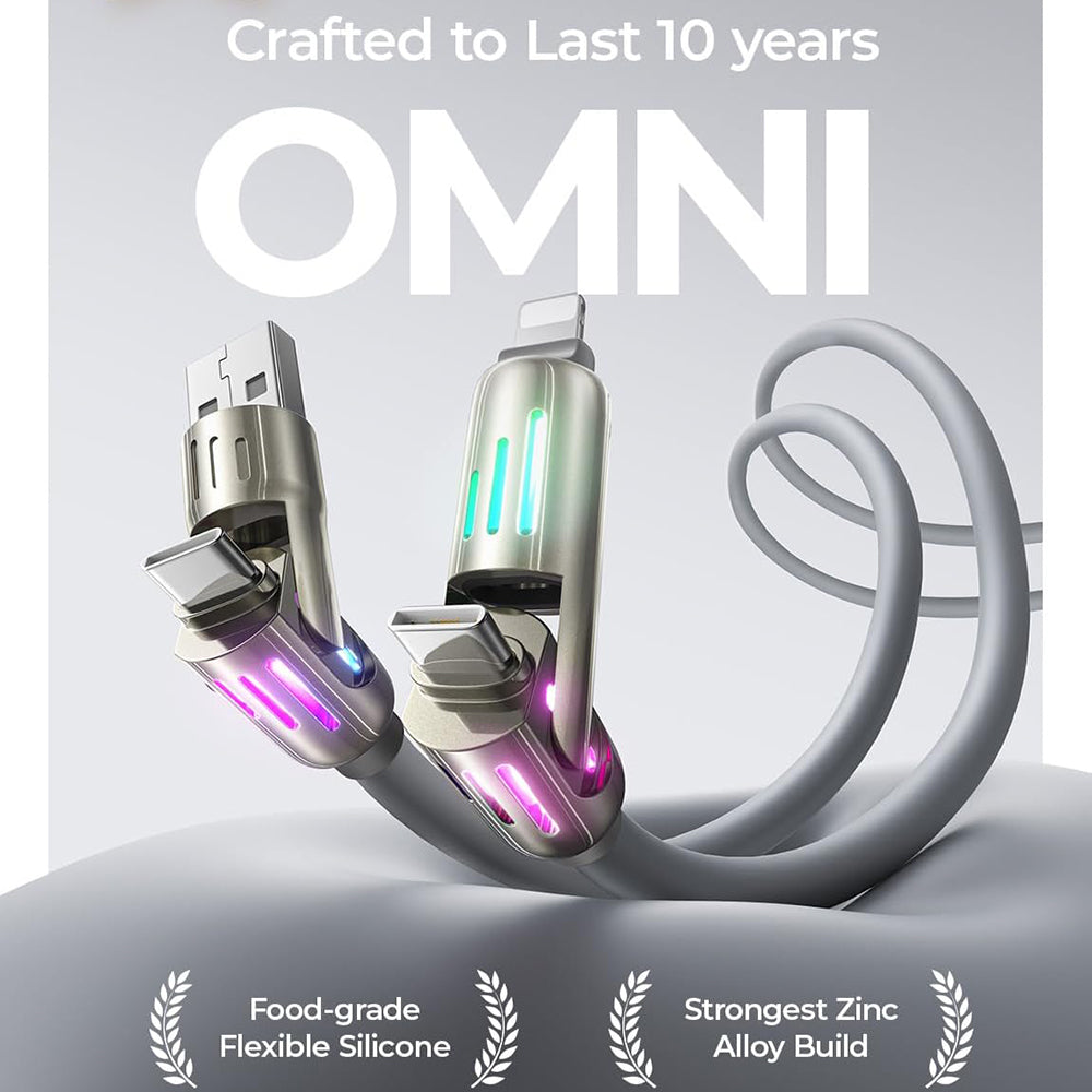 Cablu Date si Incarcare USB-A / USB-C - Lightning / USB-C Lisen 4in1, 240W, 2m, Gri YL0124110002