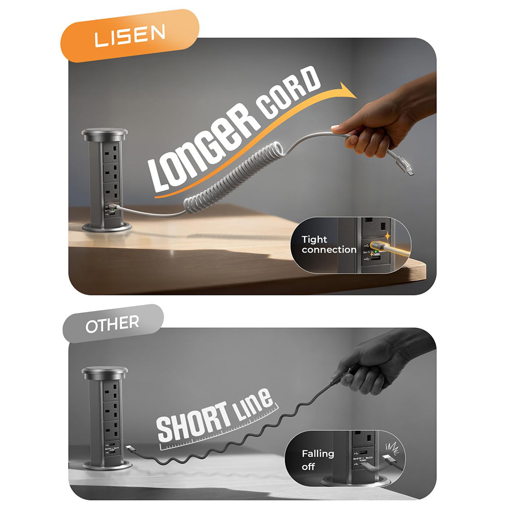 Cablu Date si Incarcare USB-A - USB-C Lisen L114, 15W, 1m, Gri YL0125030001