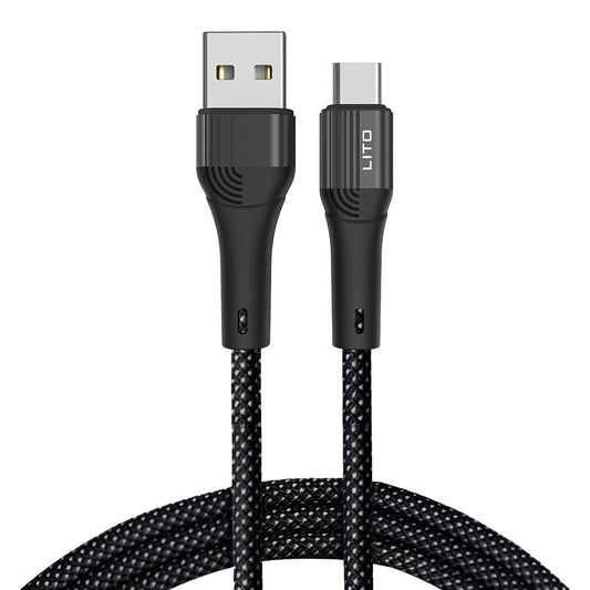 Cablu Date si Incarcare USB-A - USB-C Lito LD14, 60W, 1m, Negru