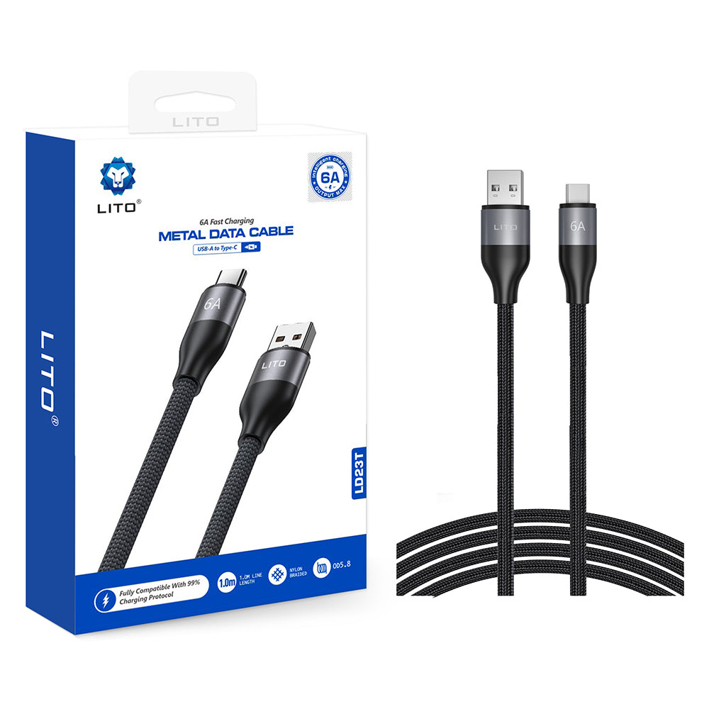 Cablu Date si Incarcare USB-A - USB-C Lito LD23T, 18W, 1m, Gri