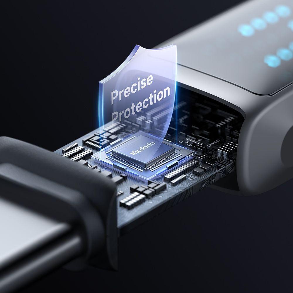 Cablu Date si Incarcare USB-A - USB-C McDodo CA-2350 Display, 100W, 1.2m, Negru