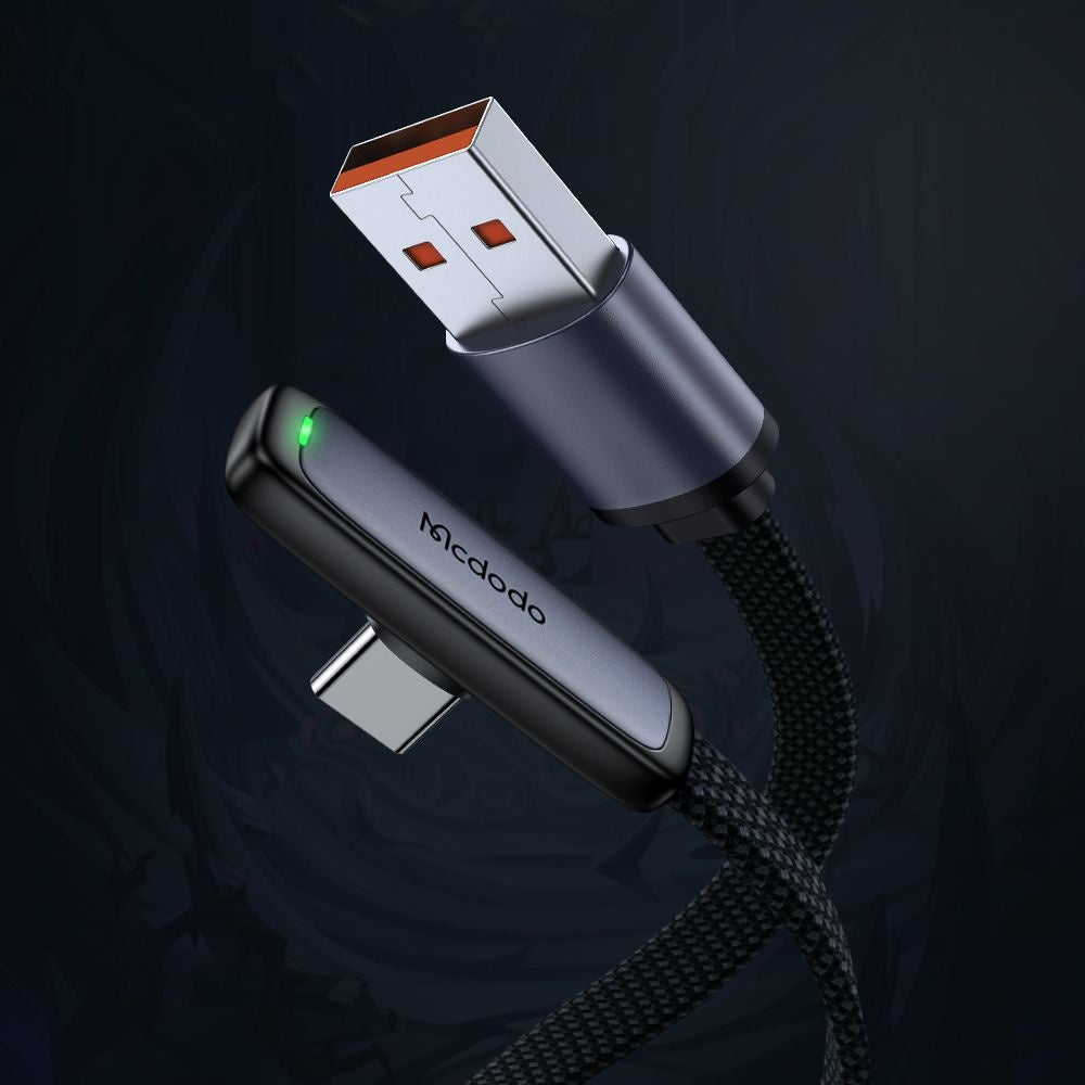 Cablu Date si Incarcare USB-A - USB-C McDodo CA-3340 Angled, 100W, 1.2m, Negru