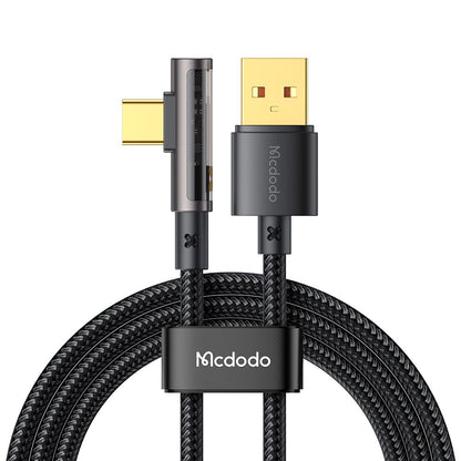 Cablu Date si Incarcare USB-A - USB-C McDodo CA-3380 Angled, 100W, 1.2m, Negru