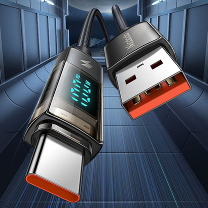 Cablu Date si Incarcare USB-A - USB-C McDodo CA-3630 Display Auto Power Off, 66W, 1.2m, Negru