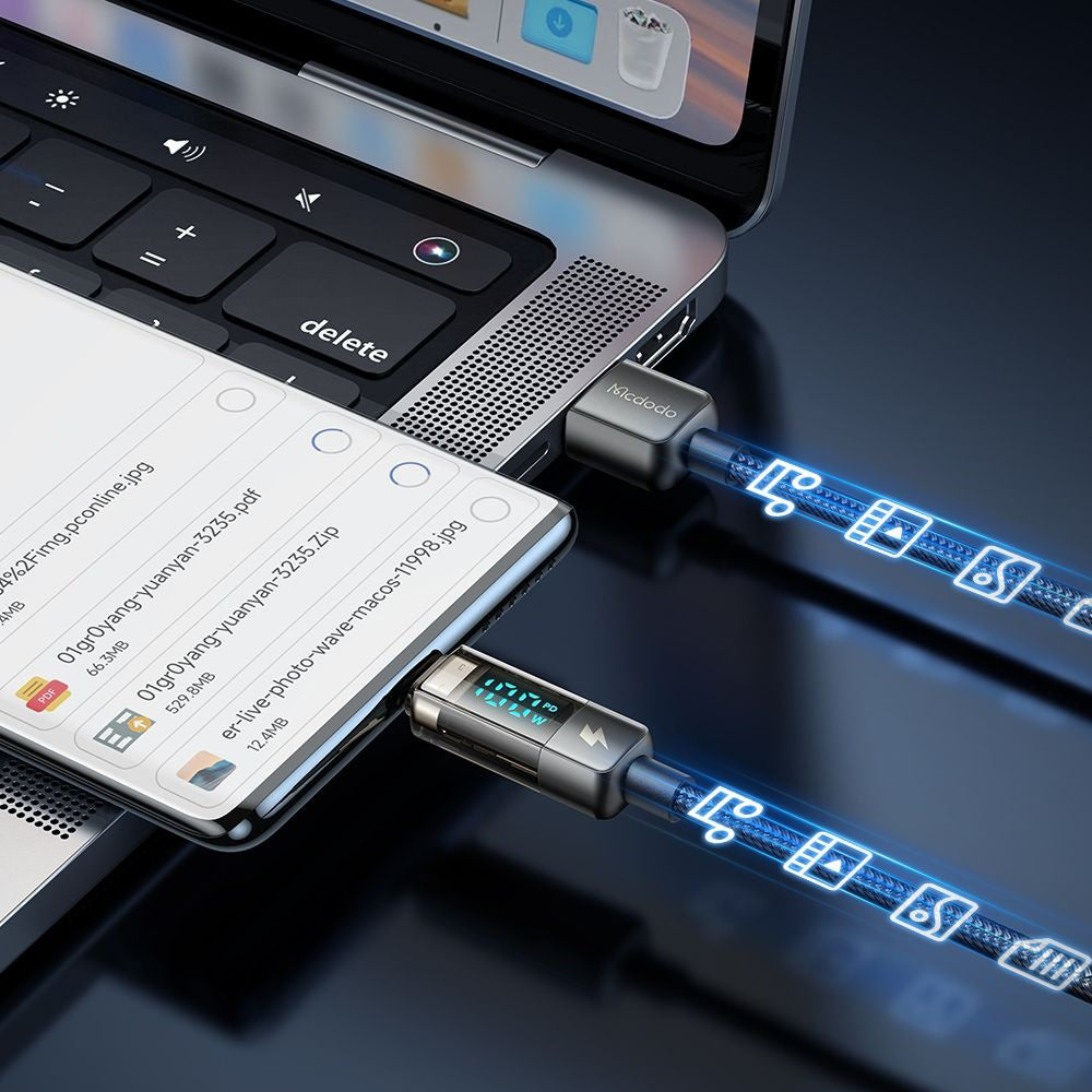 Cablu Date si Incarcare USB-A - USB-C McDodo CA-3630 Display Auto Power Off, 66W, 1.2m, Negru