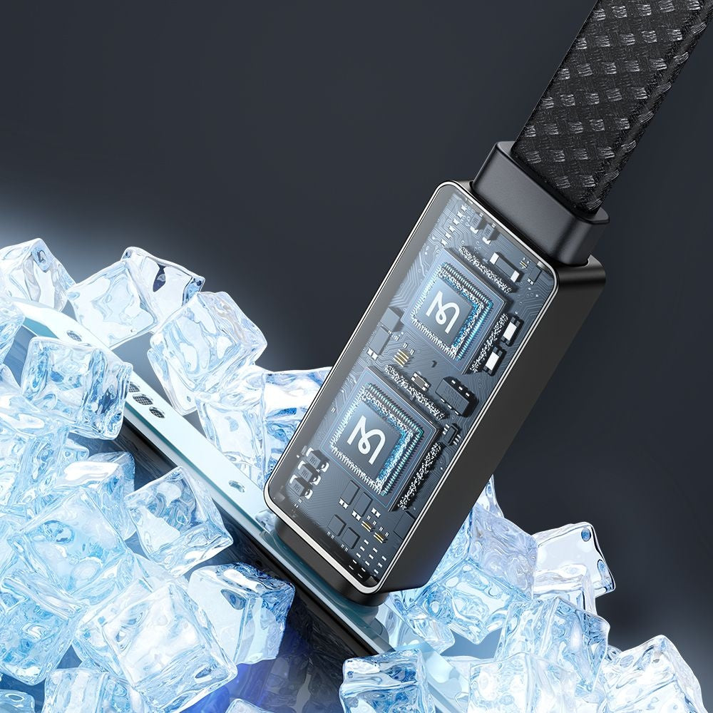 Cablu Date si Incarcare USB-A - USB-C McDodo CA-4980 Rythm Display, 100W, 1.2m, Negru