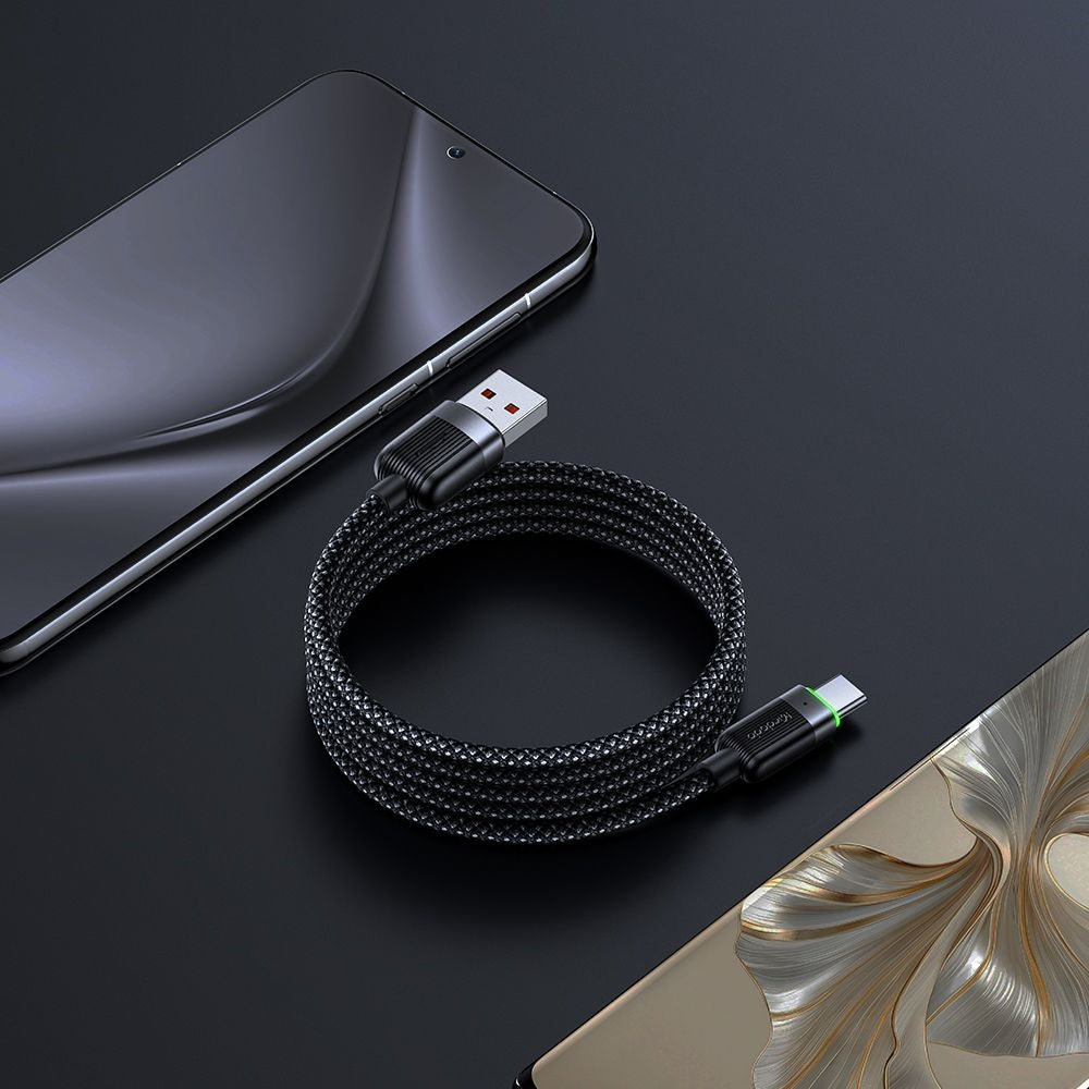 Cablu Date si Incarcare USB-A - USB-C McDodo CA-5650 Self Winding, 66W, 1.2m, Negru